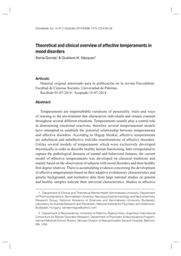 Theoretical and Clinical Overview of Affective Temperaments in Mood Disorders Xenia Gonda1 & Gustavo H