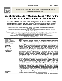 Use of Alternatives to PFOS, Its Salts and PFOSF for the Control of Leaf-Cutting Ants Atta and Acromyrmex
