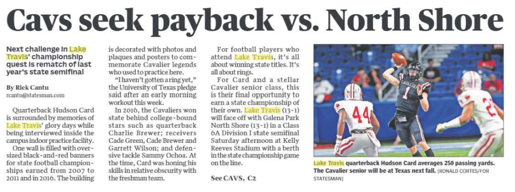 Cavs Seek Payback Vs. North Shore