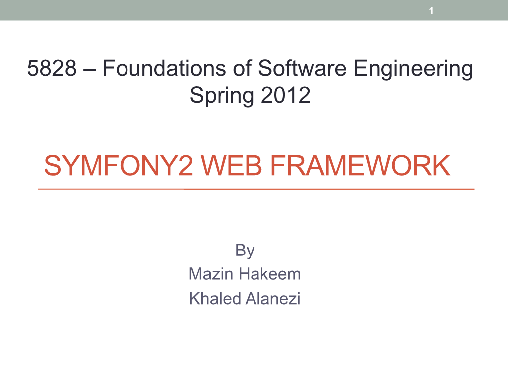 Symfony2 Web Framework