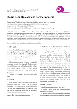 Mosul Dam: Geology and Safety Concerns