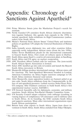 Appendix: Chronology of Sanctions Against Apartheid*