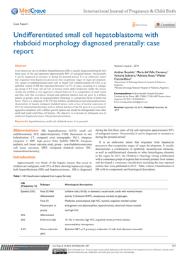 Undifferentiated Small Cell Hepatoblastoma with Rhabdoid Morphology Diagnosed Prenatally: Case Report