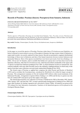 Zootaxa, Records of Psocidae: Psocinae