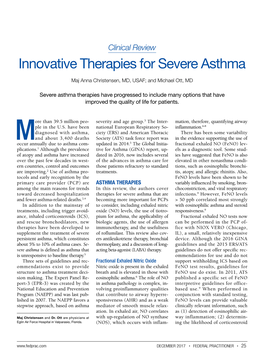 Innovative Therapies for Severe Asthma