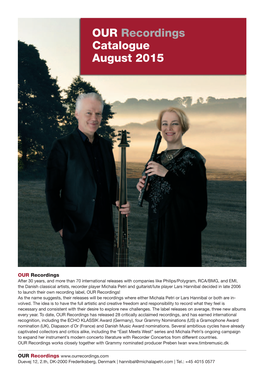 OUR Recordings Catalogue August 2015