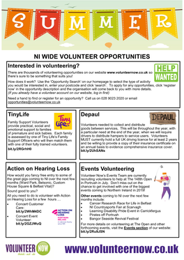 Ni Wide Volunteer Opportunities