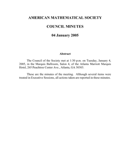 January 2005 AMS Council Minutes