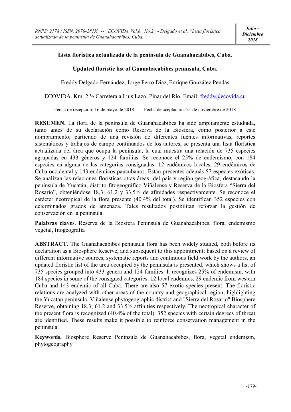 Se Presenta El Listado Florístico De La Reserva De La Biosfera Península De Guanahacabibes Con 665 Especies Agrupada