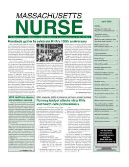 Massachusetts Nurse Newsletter :: April 2003