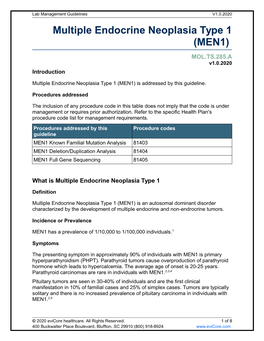 Multiple Endocrine Neoplasia Type 1 (MEN1)