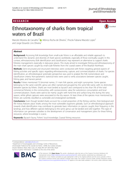 Ethnotaxonomy of Sharks from Tropical Waters of Brazil