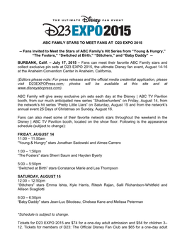 Abc Family Stars to Meet Fans at D23 Expo 2015