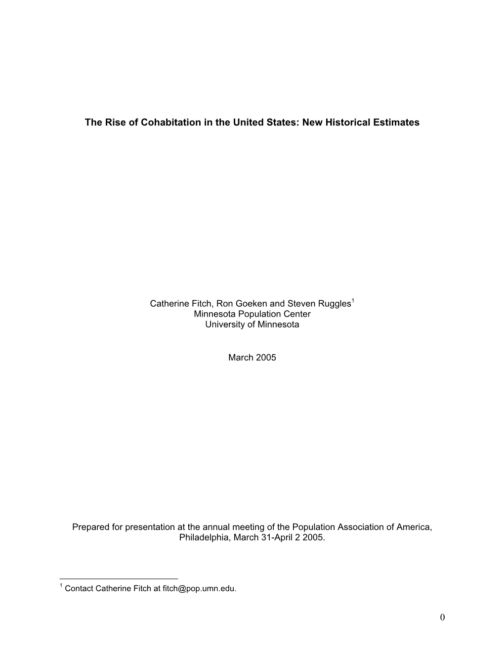 The Rise of Cohabitation in the United States: New Historical Estimates