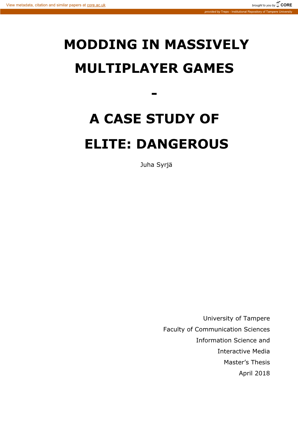 A Case Study of Elite: Dangerous