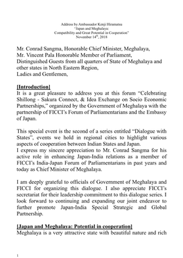 Mr. Conrad Sangma, Honorable Chief Minister, Meghalaya, Mr. Vincent