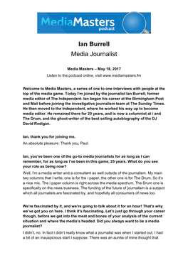 Ian Burrell Media Journalist