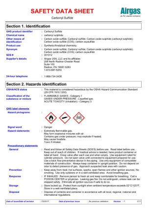 SAFETY DATA SHEET Carbonyl Sulfide
