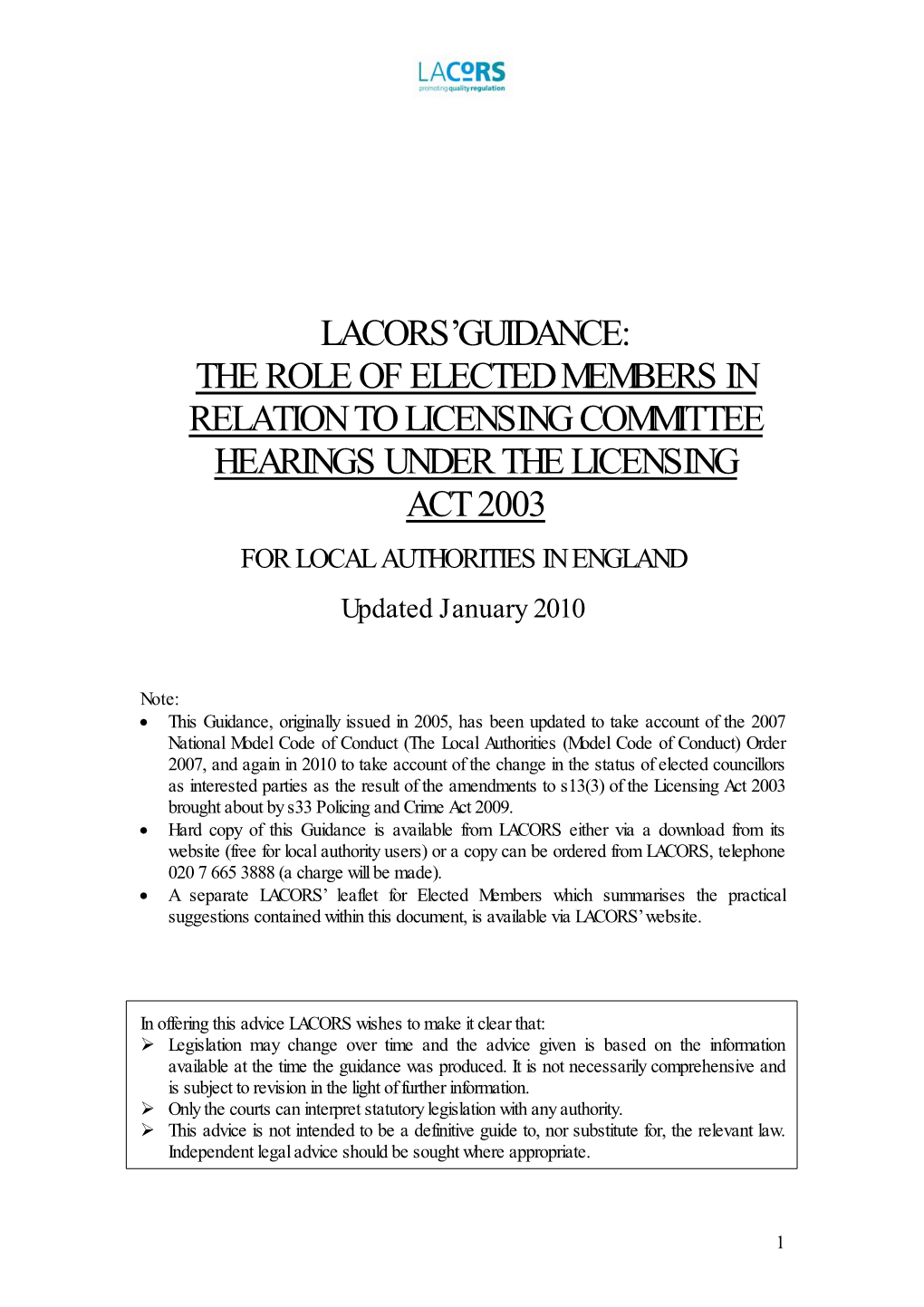 Licensing Act 2003 for Local Authorities in England