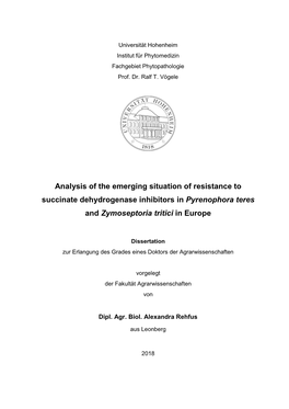 Analysis of the Emerging Situation of Resistance to Succinate Dehydrogenase Inhibitors in Pyrenophora Teres and Zymoseptoria Tritici in Europe