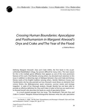 Crossing Human Boundaries: Apocalypse and Posthumanism in Margaret Atwood's