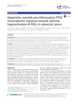 Epigenetics Override Pro-Inflammatory PTGS