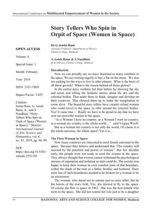 Story Tellers Who Spin in Orpit of Space (Women in Space)