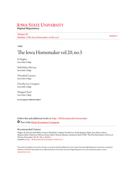 The Iowa Homemaker Vol.20, No.3