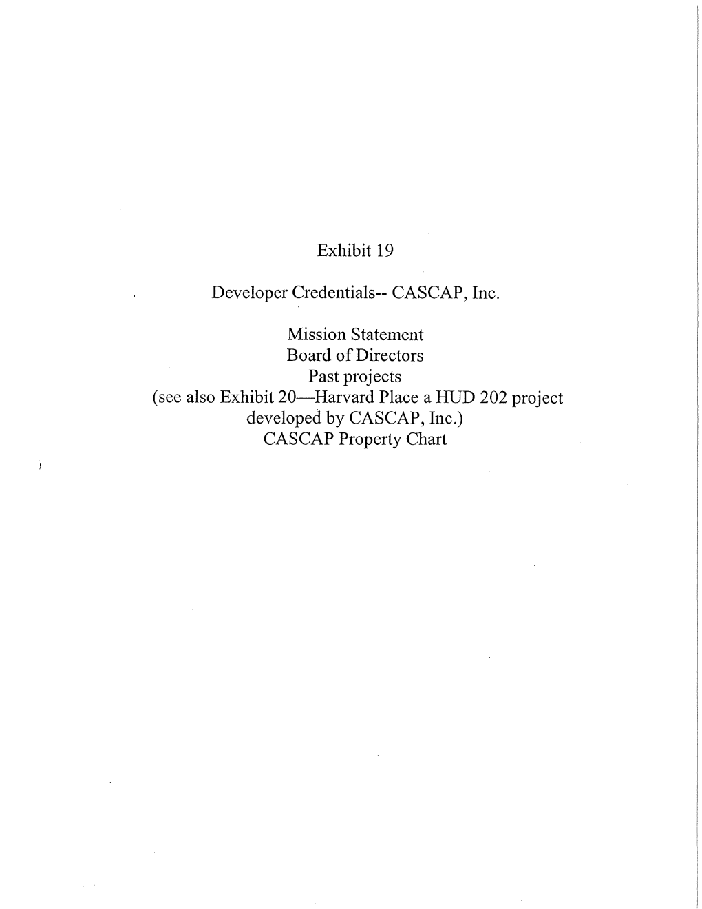 CASCAP, Inc. Mission Statement Board of Directors Past Projects
