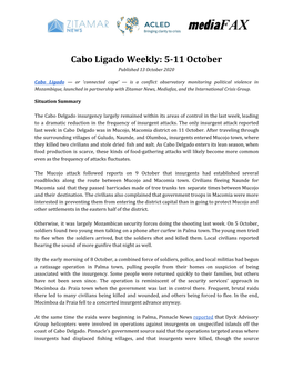 Cabo Ligado Weekly: 5-11 October Published 13 October 2020