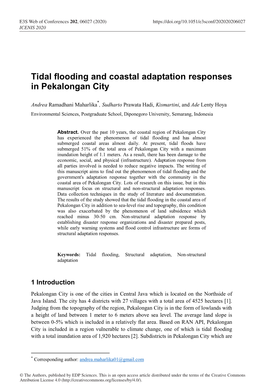 Tidal Flooding and Coastal Adaptation Responses in Pekalongan City