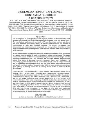 Bioremediation of Explosives- Contaminated Soils: a Status Review H.D