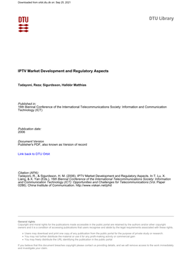 IPTV Market Development and Regulatory Aspects