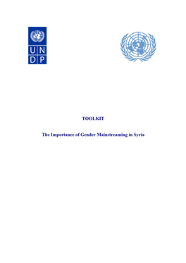 TOOLKIT the Importance of Gender Mainstreaming in Syria