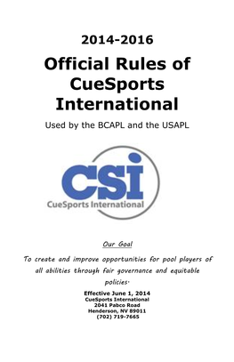 Official Rules of Cuesports International