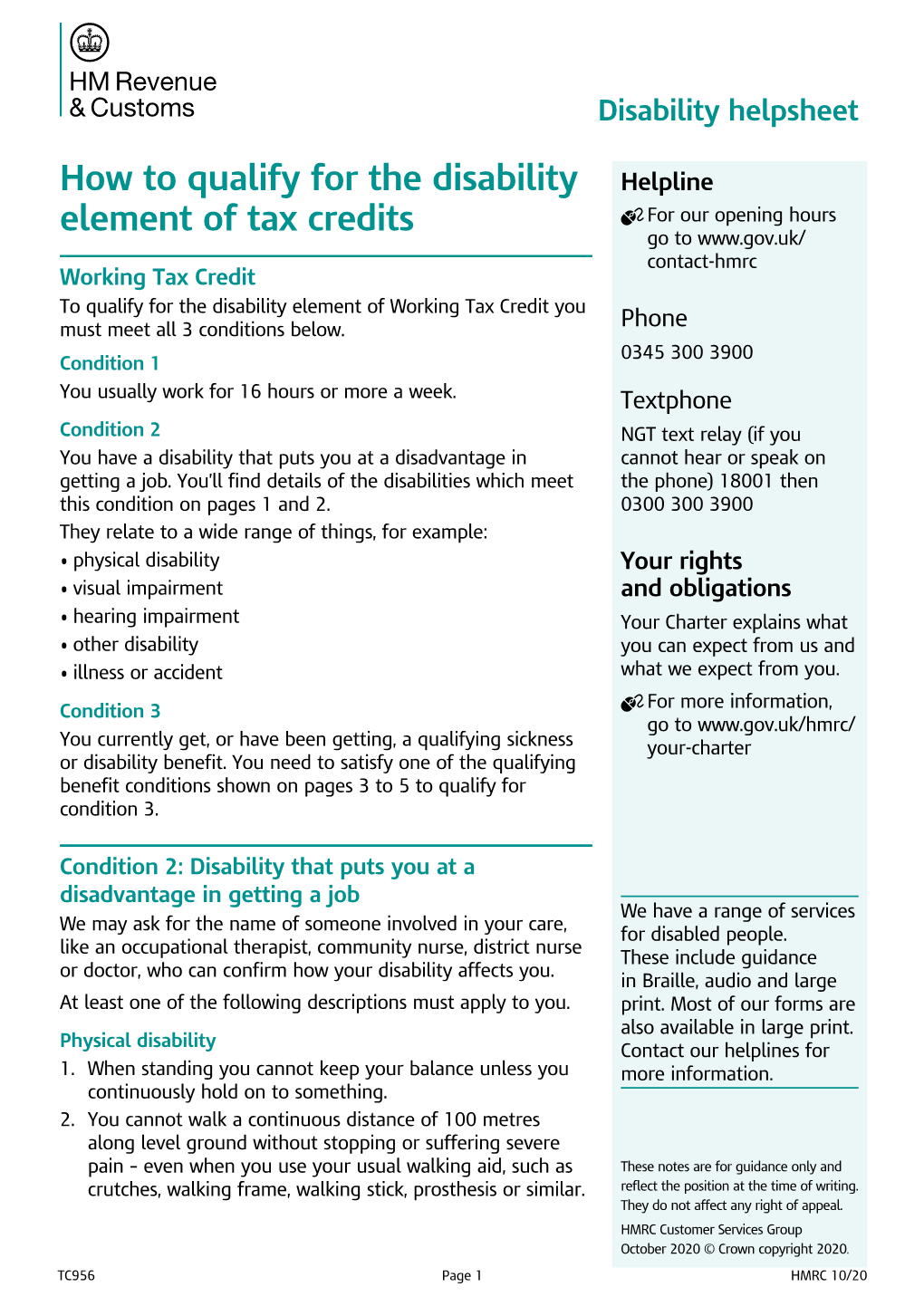 Disability Helpsheet