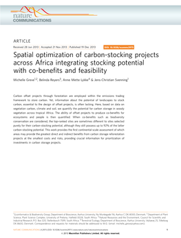 Spatial Optimization of Carbon-Stocking Projects Across Africa Integrating Stocking Potential with Co-Beneﬁts and Feasibility