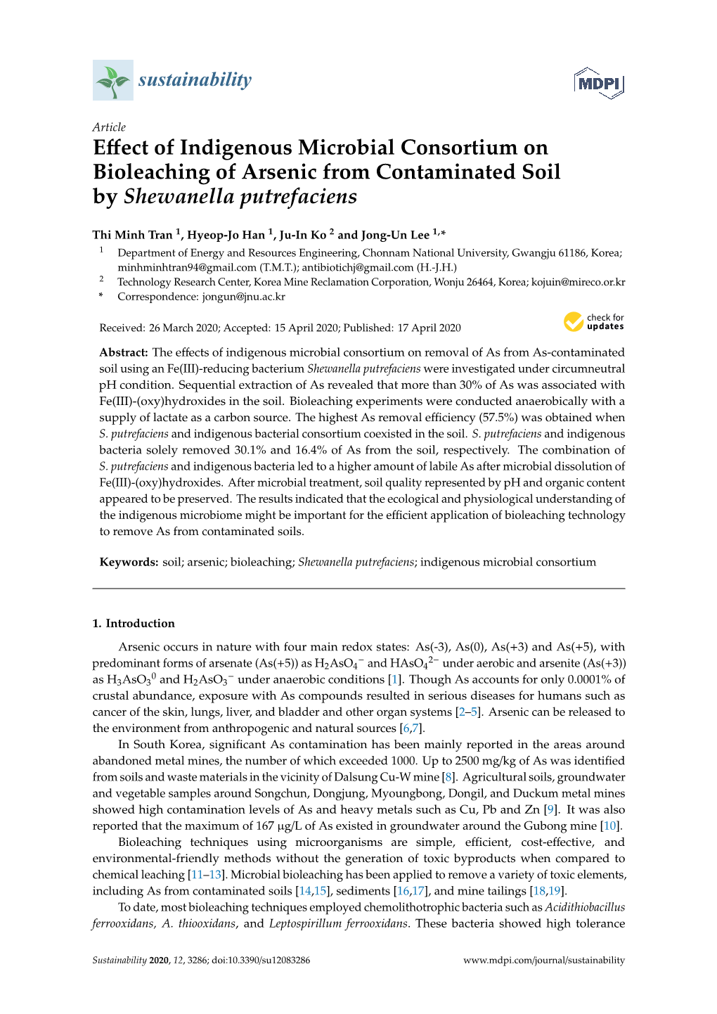 Effect of Indigenous Microbial Consortium on Bioleaching of Arsenic from Contaminated Soil by Shewanella Putrefaciens