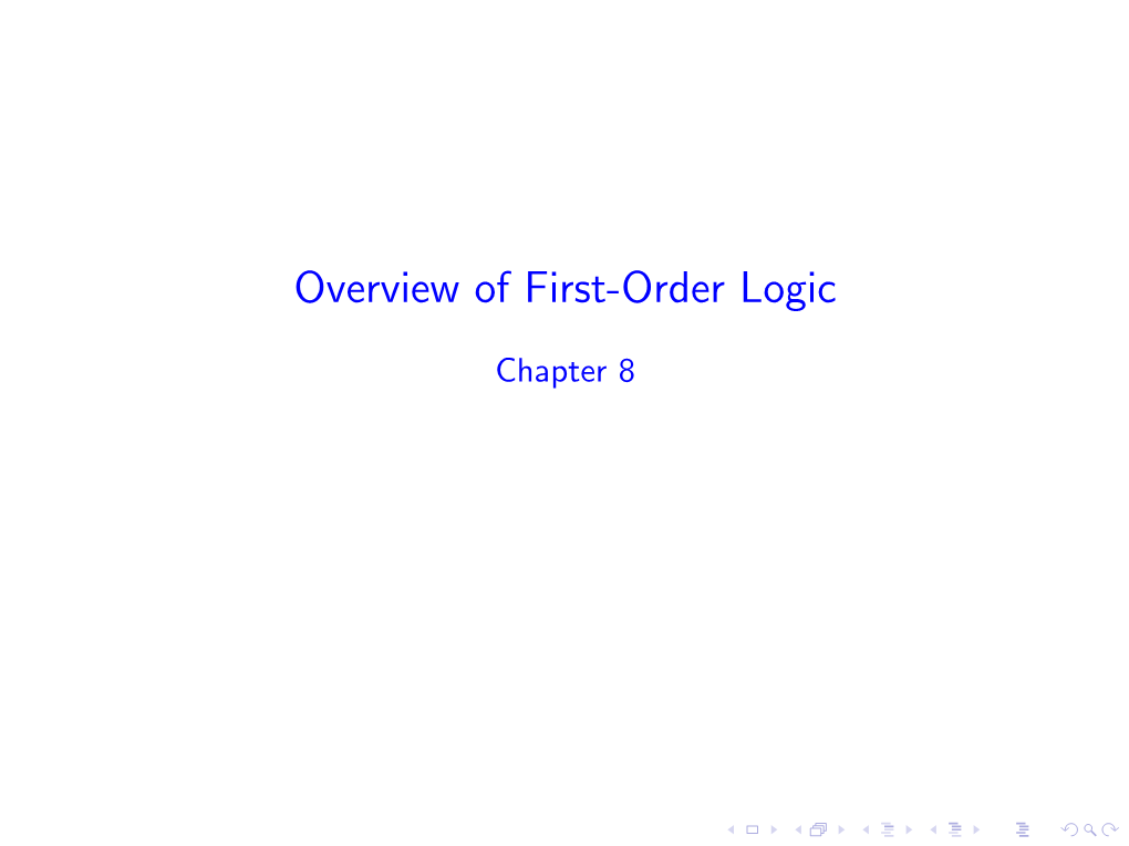 Overview of First-Order Logic