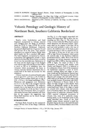 Volcanic Petrology and Geologic History of Northeast Bank, Southern California Borderknd