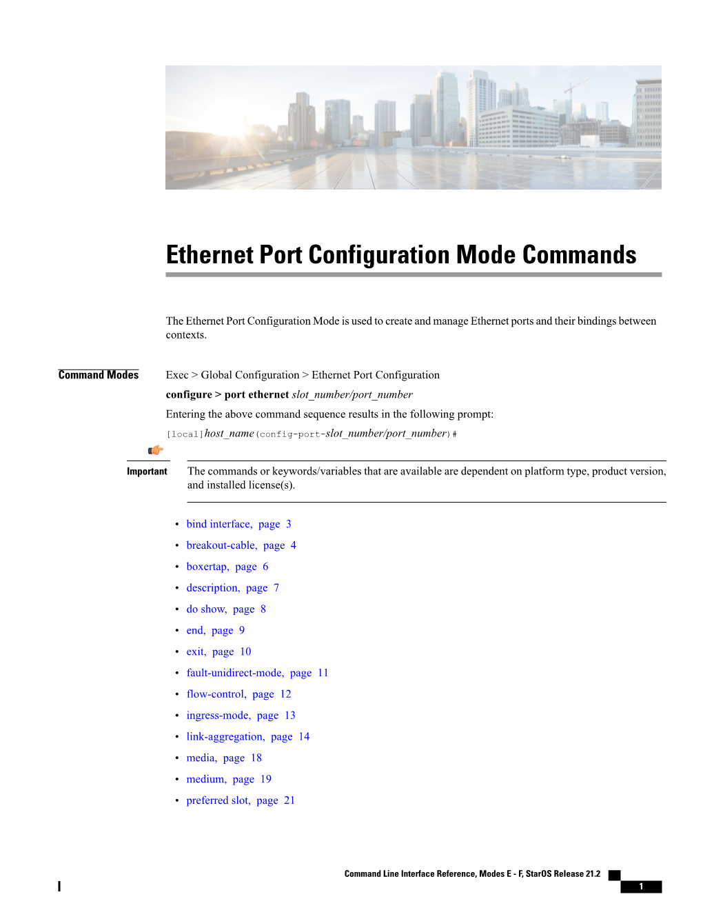 Ethernet Port Configuration Mode Commands