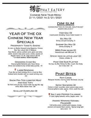 Phat Bites DIM SUM YEAR of the OX Chinese New Year Specials
