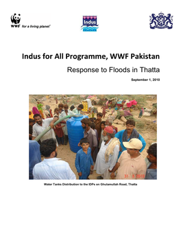 Indus for All Programme, WWF Pakistan Response to Floods in Thatta September 1, 2010