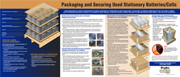 Packaging and Securing Used Stationary Batteries/Cells
