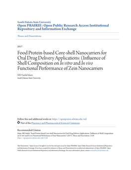 Food Protein-Based Core-Shell Nanocarriers for Oral Drug Delivery Applications