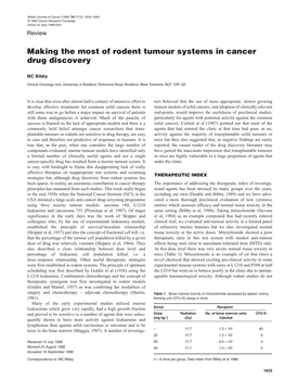 Making the Most of Rodent Tumour Systems in Cancer Drug Discovery