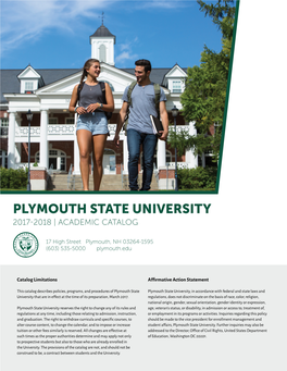 Plymouth State University 2017-2018 | Academic Catalog