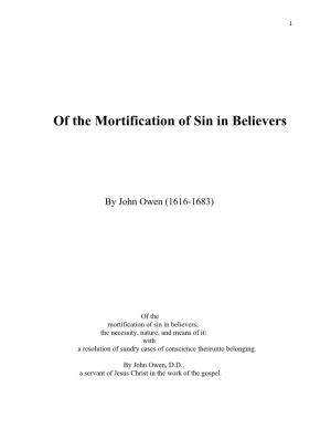 Of the Mortification of Sin in Believers, by John Owen