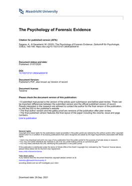 The Psychology of Forensic Evidence