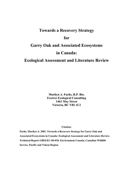 General Description of Garry Oak and Associated Ecosystems